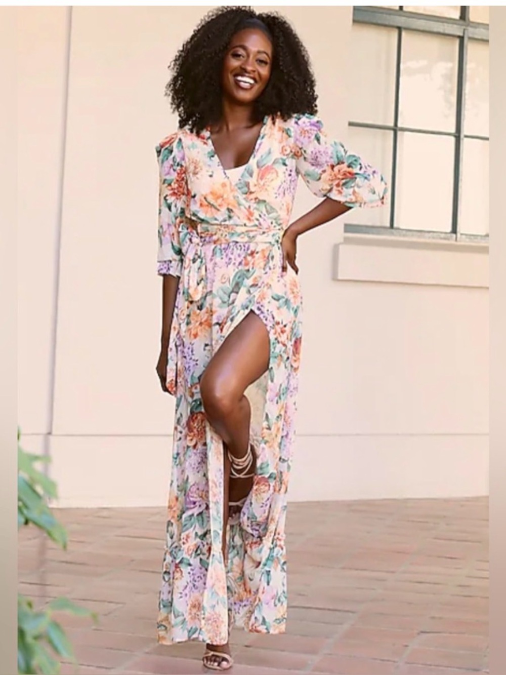 EXPRESS: Sheer Metallic Floral Wrap Kimono Coverup Dress